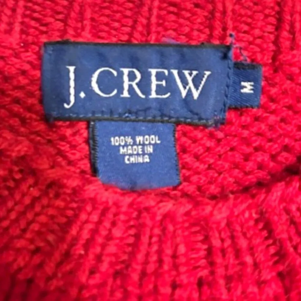 J.Crew Fair Isle Wool Sweater Men’s Medium Red Nordic Crewneck Cozy Cabin